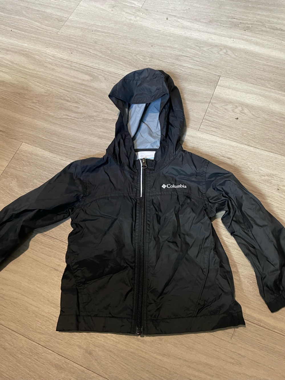 Columbia Kids Black Hooded Rain Jacket